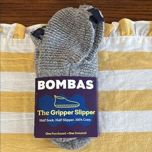 Bombas Gray Gripper Slipper Socks